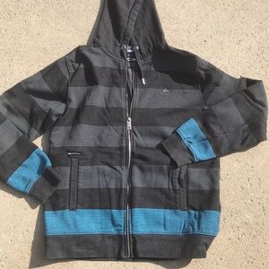 Men’s Quiksilver striped zip hooded sweatshirt.